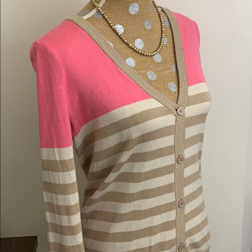 Stripe Button Down Cardigan - Picture 2 of 4